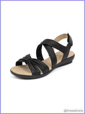Faux Leather Criss-Cross Bow Flat Sandals Slip-On Comfort Walking Summer